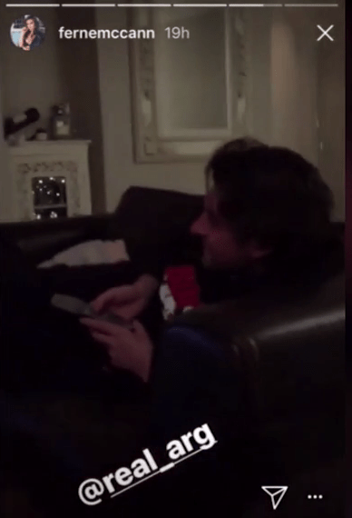 The pair could be seen laughing as they watched the Towie Christmas special on TV