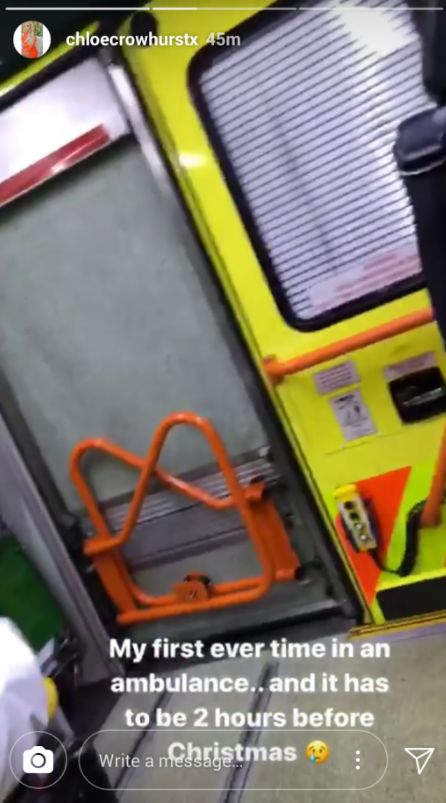  The star posted a video of her in the back of an ambulance