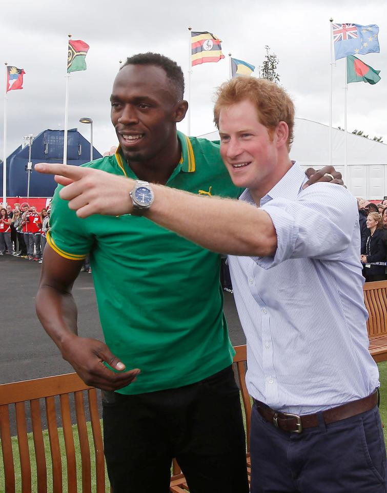 Usain Bolt has offered to give pal Prince Harry three stag-dos 
