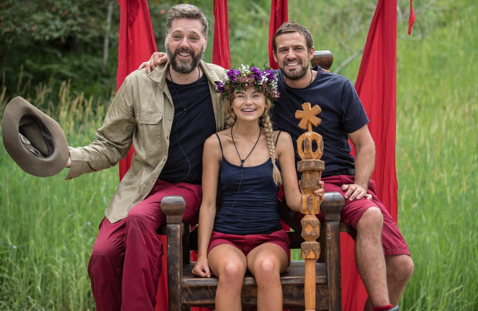 Toff was crowned Queen of the Jungle in 2017 ahead of Iain Lee, left, and Jamie Lomas, right