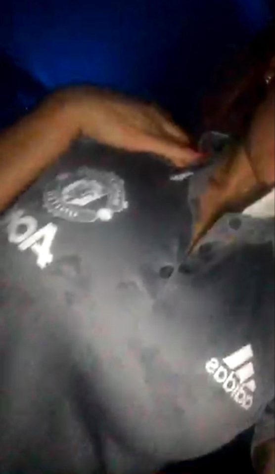 A snap of Leonie wearing a Manchester United shirt having visited the England ace's house 