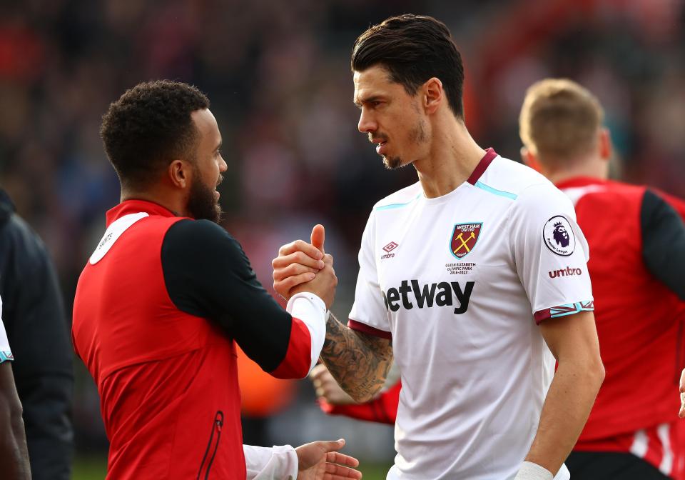  Jose Fonte played with Ryan Bertrand at Southampton before he joined West Ham this year