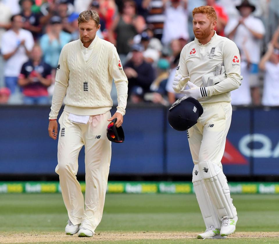 Disappointed Joe Root and Jonny Bairstow leave pitch at MCG after Fourth Test draw