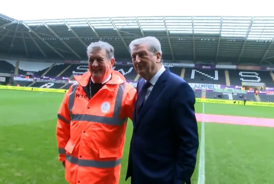  The pair pose for a photo at the Liberty Stadium