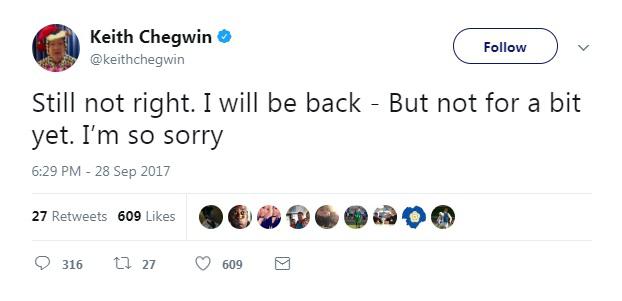  This was Keith Chegwin's last tweet to his 173,000 followers