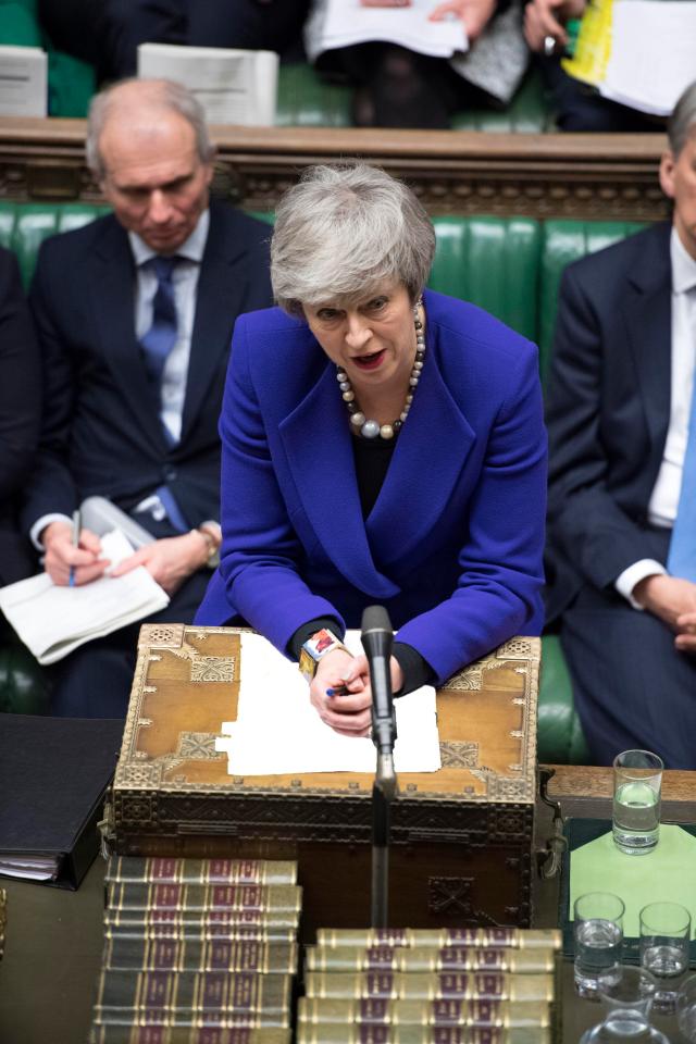 Theresa May speaking during Prime Minister's Questions (PMQs) in the House of Commons in London on January 30