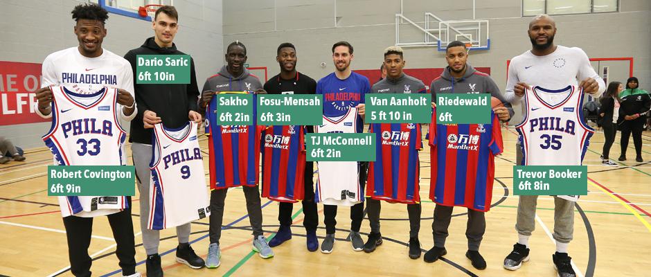  Philadelphis 76ers players made Crystal Palace players look like children at a basketball coaching clinic on Tuesday
