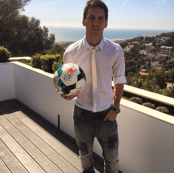  The view from Lionel Messi's home out over Castelldefels can be seen behind him