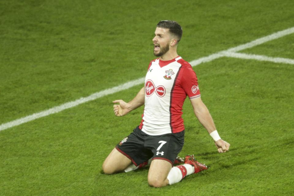 The 30-year-old Saint striker celebrates after netting his first goal since February 2017