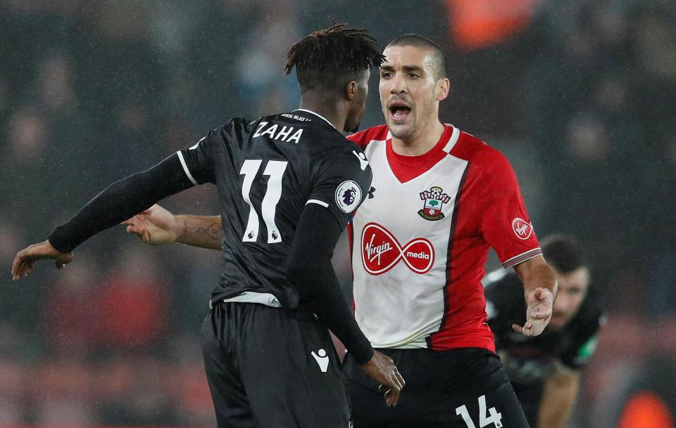  The Ivory Coast winger clashes with midfielder Oriol Romeu at St Mary's