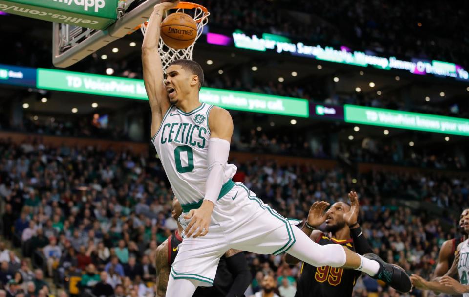  Tatum is averaging 14 points and five rebounds while playing versatile defence