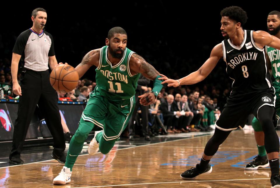Kyrie Irving top scored with 21 points in the win in Brooklyn