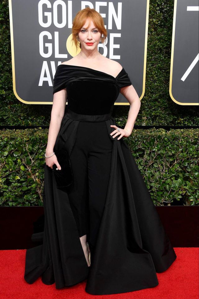  Christina Hendrix chose a fashion-forward jump suit which had a voluminous skirt attached to it
