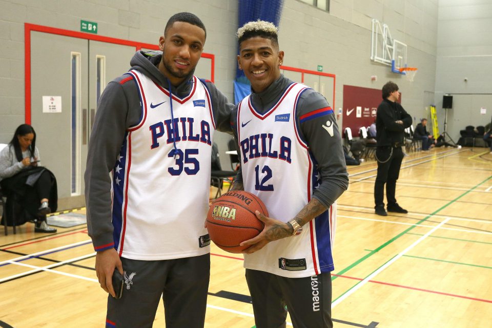  Jairo Ridewald and Patrick van Aanholt pose in 76ers jerseys