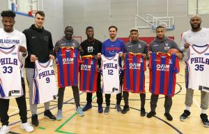Crystal Palace stars look like kids as 76ers players tower over them