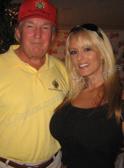 Donald Trump is alleged to have had a tryst with porn star Stormy Daniels, right