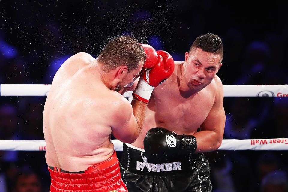 Joseph Parker in action against Razvan Cojanu of Romania