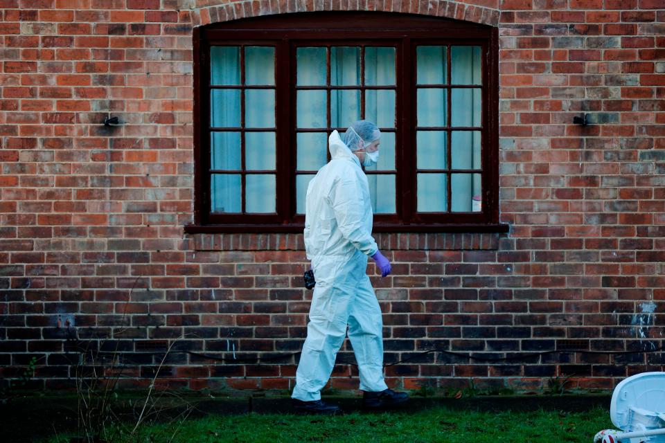 Police forensics investigating the murder Shane Gilmer, 30, in the village of Southburn, East Yorkshire