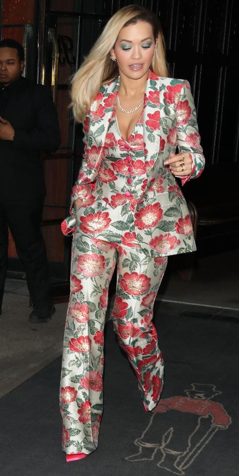 Ora's choice of head-to-toe floral was daring