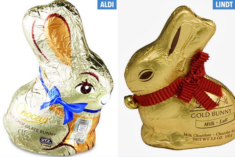  Bag yourself the 79p Easter chocolate bunny from Aldi compared to Lindt's £2.50 version