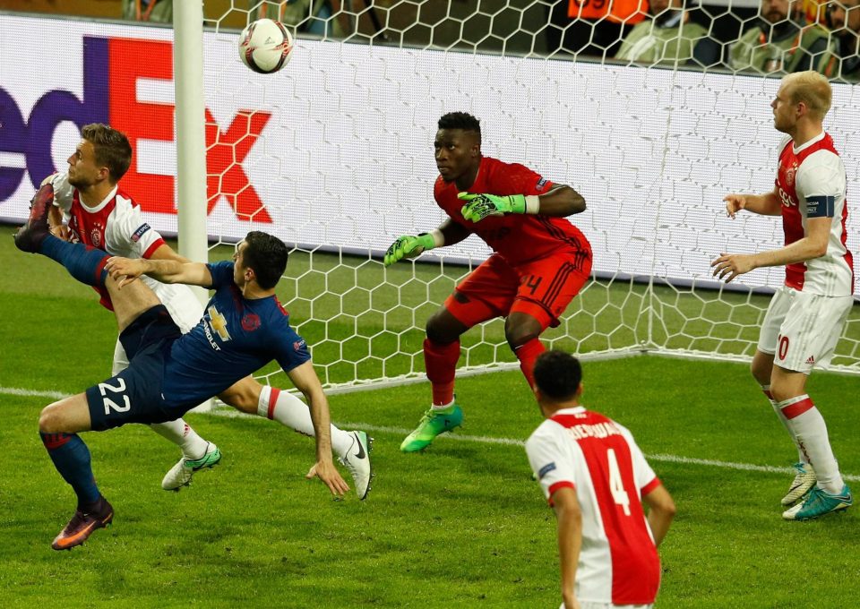  Mkhitaryan scored Manchester United's second goal in their 2-0 Europa League triumph over Ajax