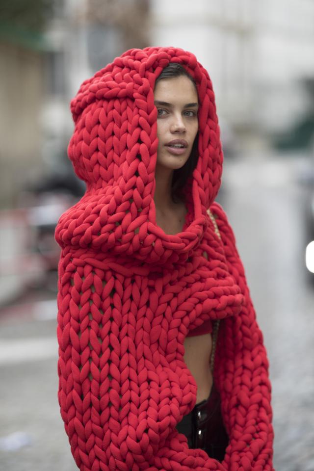 Knit wit: Sara's modelling career hasn't always been fancy undies
