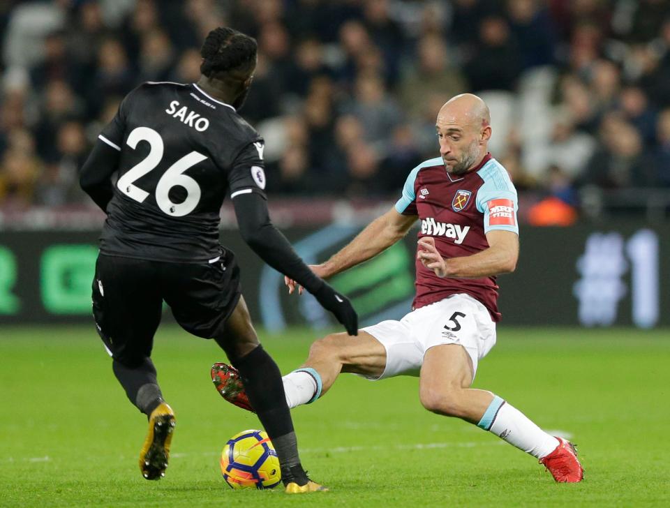  Sako went down after a robust challenge from Pablo Zabaleta