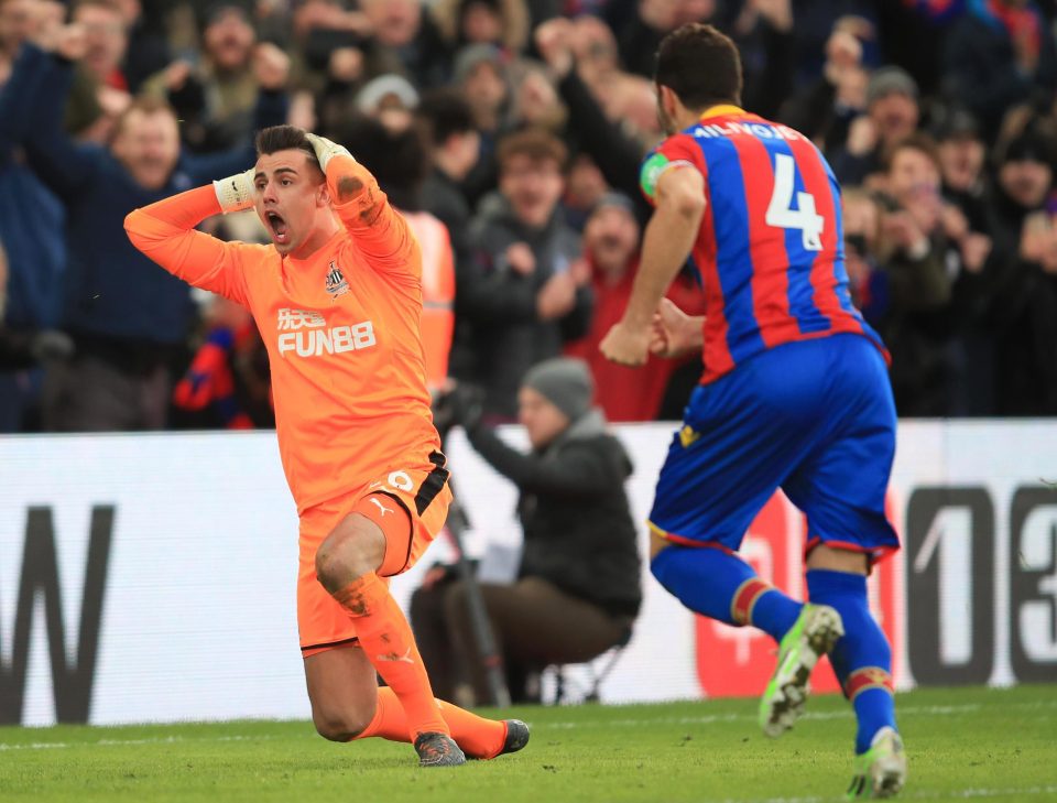 Newcastle keeper Karl Darlow came so close to saving Luka Milivojevic's penalty