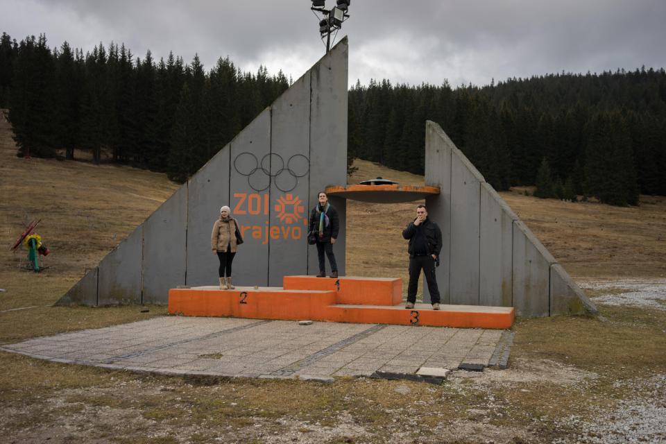  An Olympic podium, where medals were once presented, became a place where Bosnian Muslims were executed