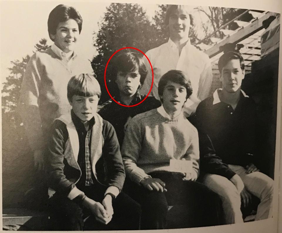  A jokey Dinklage pulls a funny face in an informal shot with school friends