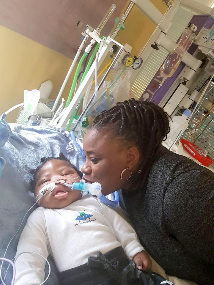  Isaiah Haastrup in hospital with his aunt Dahlia Thomas