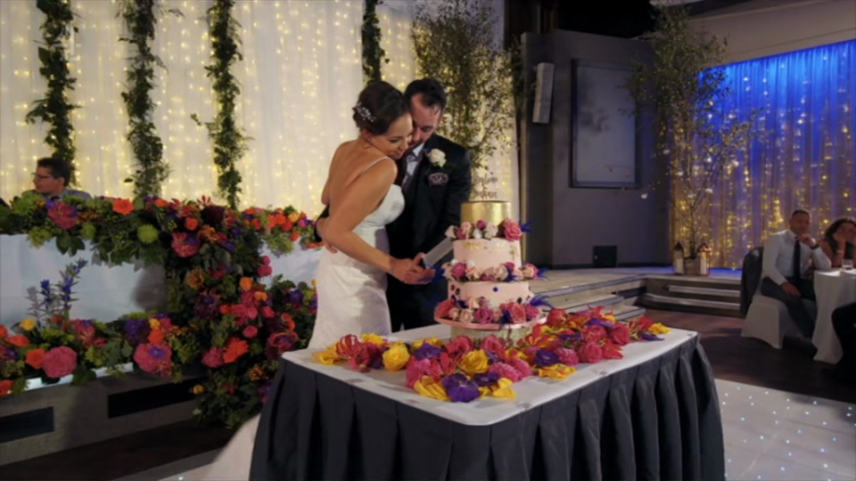  The couple looked already completely in love as they cut their cake