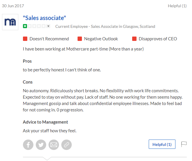  A sales associate from Glasgow said bosses make workers feel bad for coming in to work when they are ill