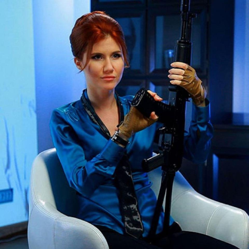 Chapman taunted the West by posing on the cover of Russian Maxim as a sultry secret agent months after her release