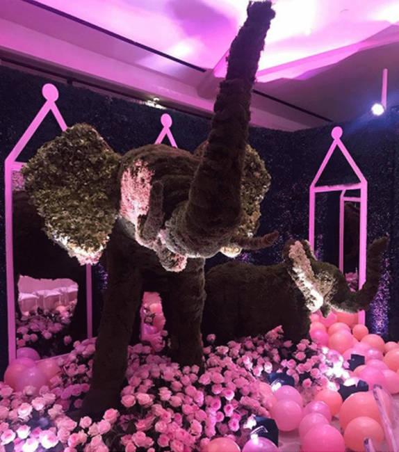 The Hotel Bel-Air was decorated with thousands of pink flowers for the occasion
