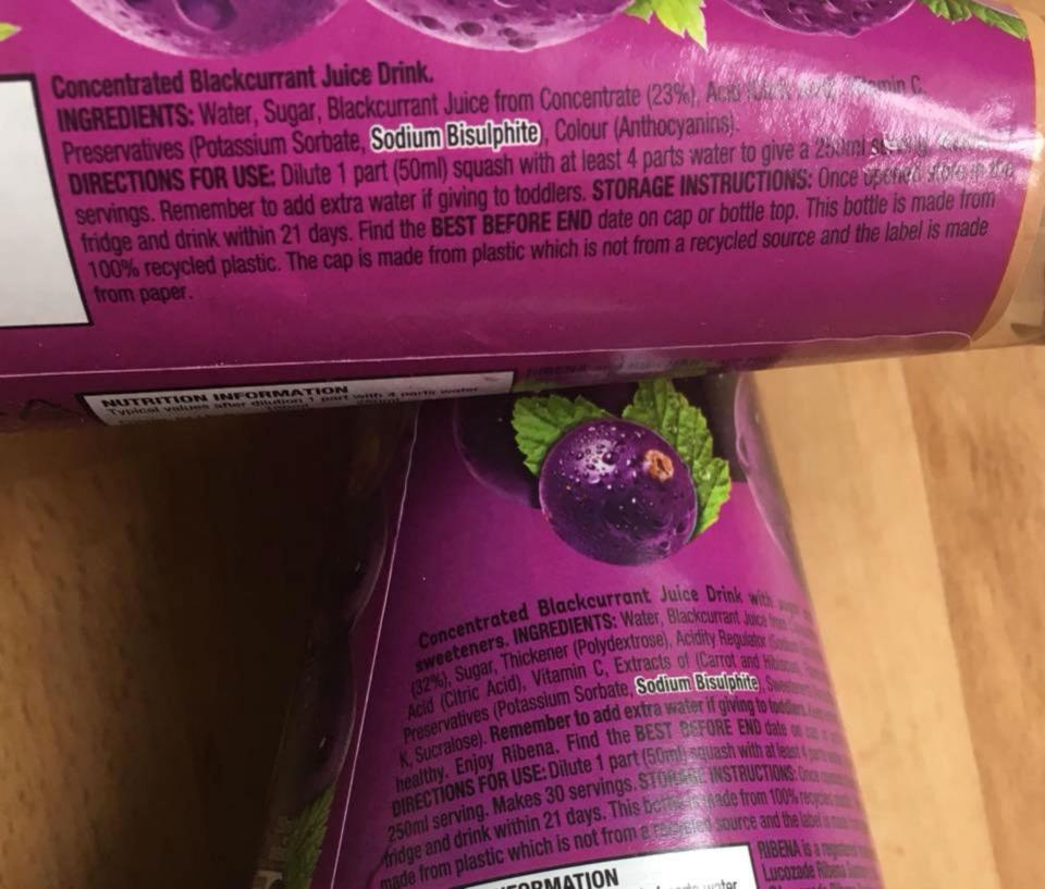  The new recipe now includes sweeteners like Sodium Bisulphite