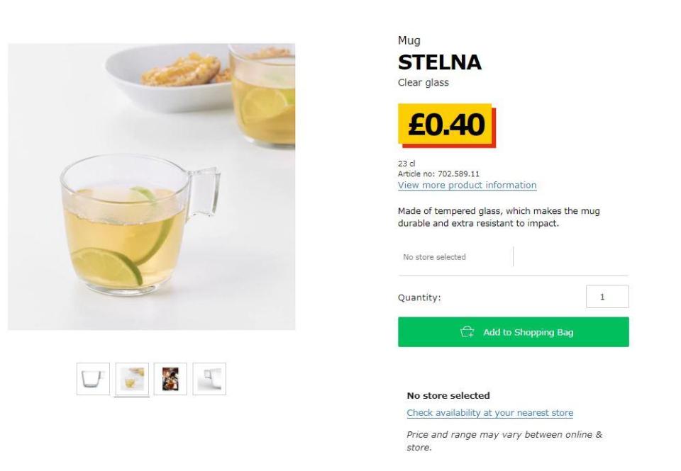  Ikea says the 40p Stelna cup is resistant to heat and can be used for hot and cold drinks