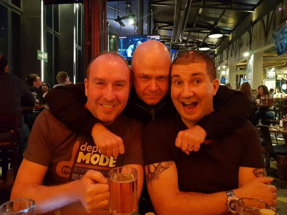 Glyn Tookey (centre) with pals in Mexico