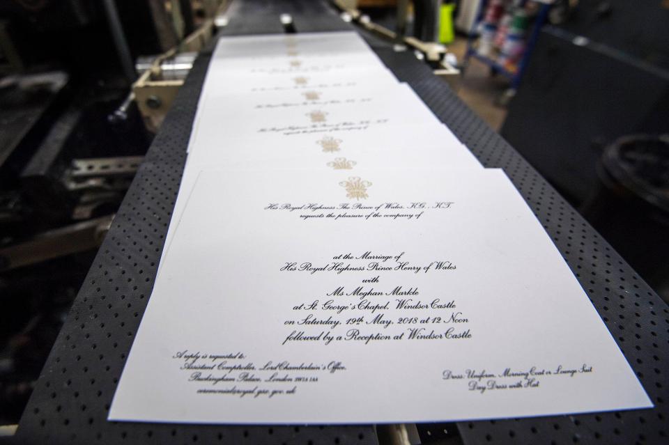  The invites to Prince Harry and Meghan Markle's wedding