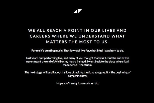  The Swedish DJ previously shared this message on his website with fans 