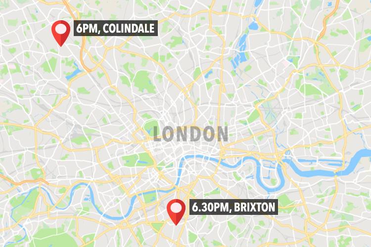  The stabbings came just half an hour apart - at different ends of the capital