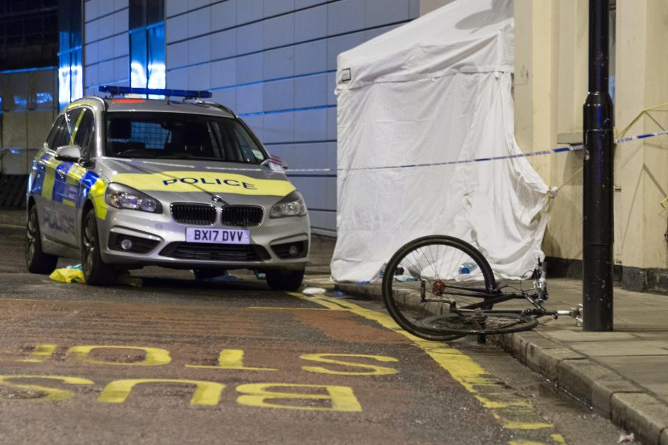  A bicycle was left abandoned within the cordoned off area near to where the tent was set up