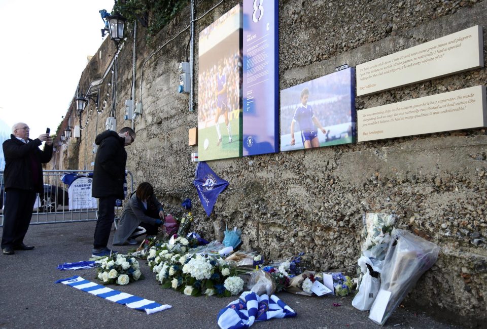  Flowers have been laid outside Stamford Bridge in tribute to Wilkins