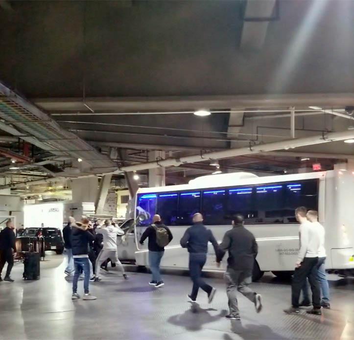 Chaos as Conor McGregor and a group of pals rush Khabib Nurmagomedov's bus