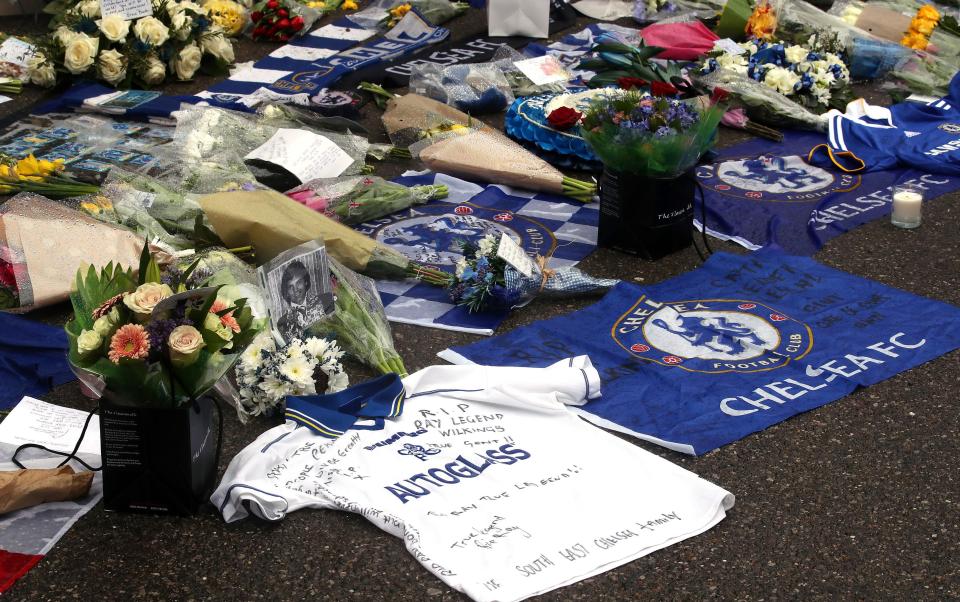 Chelsea fans laid shirts, flags and flowers for the late, great Ray Wilkins