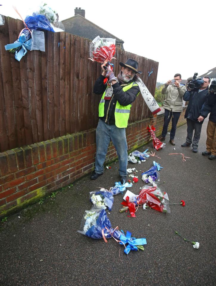  Mr Gordon was filmed ripping down floral tributes repeatedly put up by Vincent's family