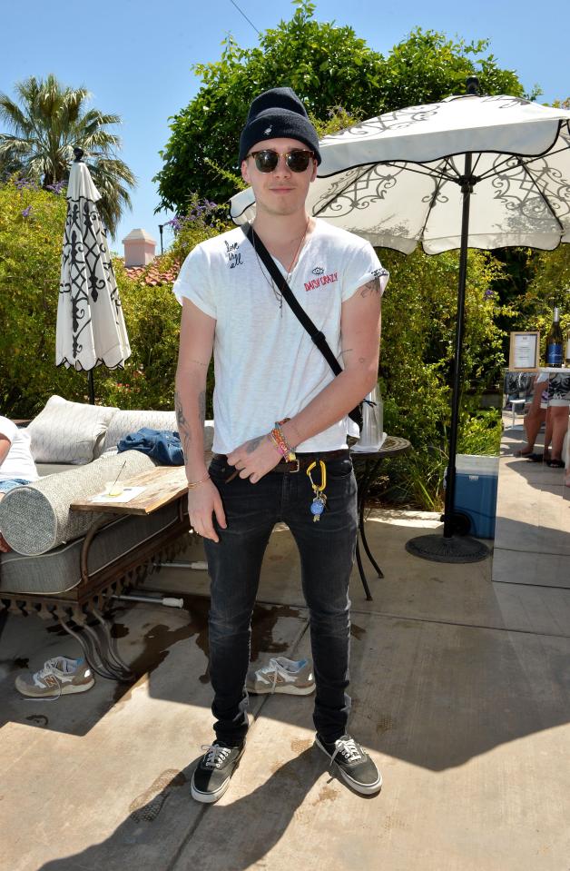  Eldest son Brooklyn, 19, was having fun of his own as he partied at Coachella festival in Indio, California while his family were off enjoying Disneyland