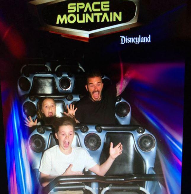  Harper and David Beckham join Cruz and scream with delight on a rollercoaster