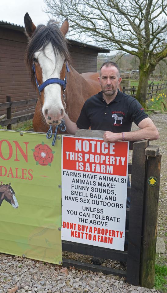  Fed up Stephen Nolan put up the notice after residents complained about his 'noisy and smelly' animals