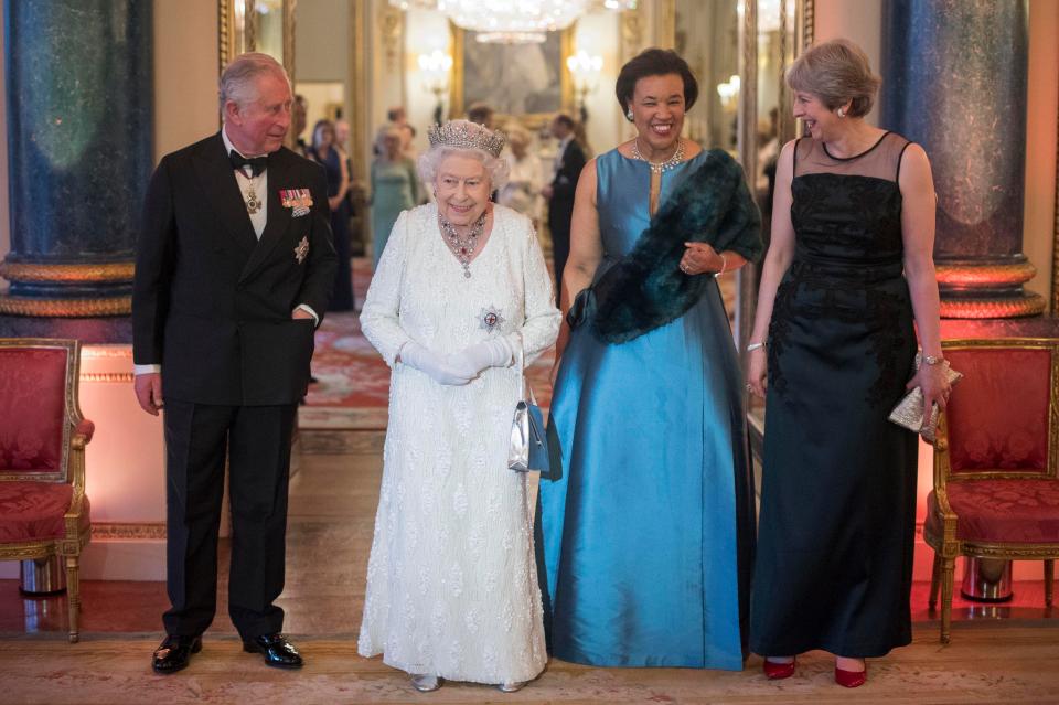  The Queen, Prince Charles, Commonwealth Secretary-General Patricia Scotland and Theresa May